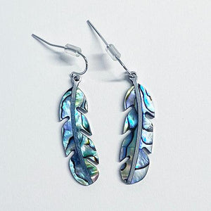 Pretty Paua Feather Earrings - ShopNZ