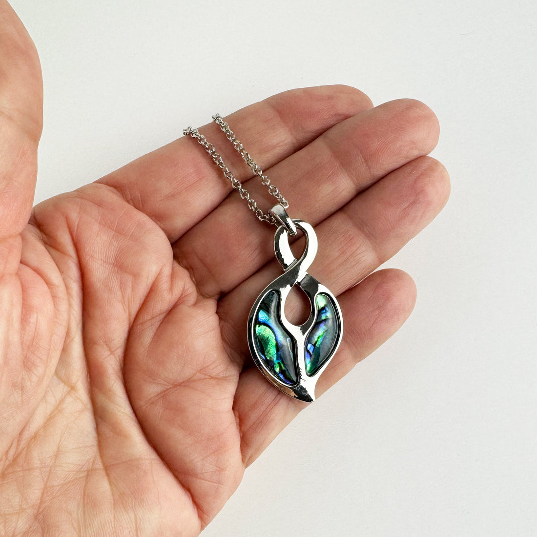 Affordable Silver and Paua Twist Necklace