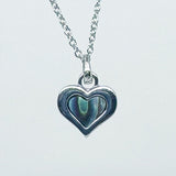 Cute Silver Paua Heart Necklace