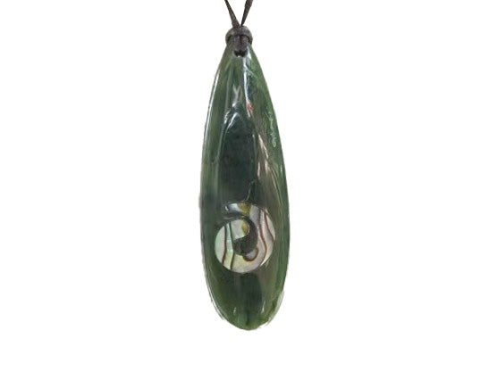 Greenstone Drop Necklace with Paua Koru Insert