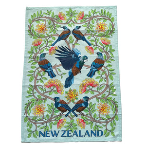 Quality NZ Tui and Pohutukawa Tea Towel