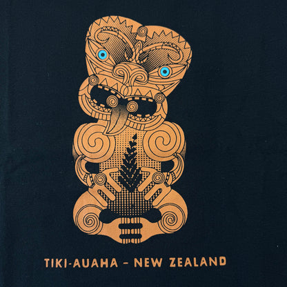 Black Mens NZ Souvenir Māori T-shirt with Fabulous TIki Print