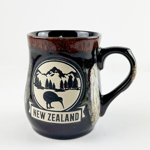 Chocolate Brown Alpine Kiwi Stoneware NZ Mug