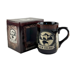 Chocolate Brown Alpine Kiwi Stoneware NZ Mug