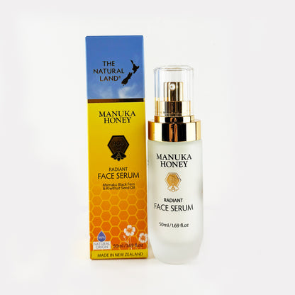 Natural Land Manuka Honey Radiant Face Serum - with Mamaku Black Fern and Kiwifruit Seed Oil