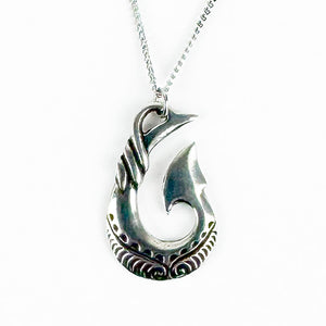 Pewter NZ Maori Fish Hook Necklace