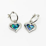 Cute Paua Silver Heart Drop Earrings - ShopNZ