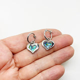Cute Paua Silver Heart Drop Earrings - ShopNZ