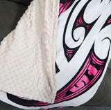 Hot Pink Maori Baby Cot or Buggy Blanket