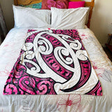 Hot Pink Maori Baby Cot or Buggy Blanket