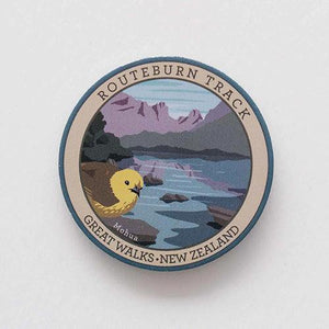 Routeburn Track Great Walk and Mohua Yellowhead Pinback Badge - ShopNZ