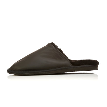 New Zealand Leather Slipper Scuffs with Sheepskin Lining