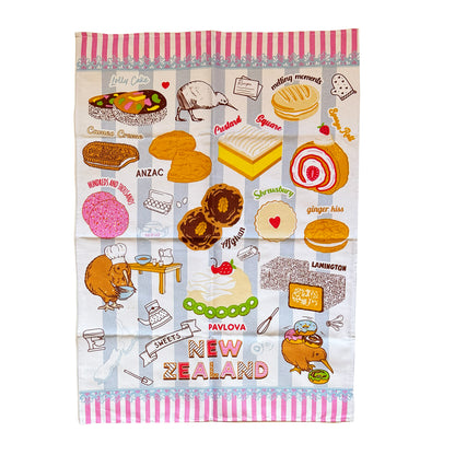 Quality NZ Souvenir Tea Towel of Favourite Sweet Treats