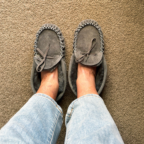 New Zealand Sheepskin Moccasins with Driving Sole
