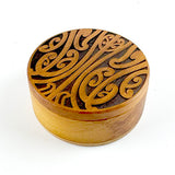 Rimu Round Jewellery Box with Maori Mangopare Tattoo Carving