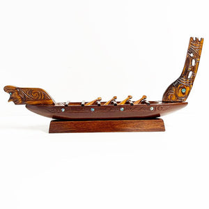 Large Maori War Canoe with Paddles