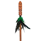 Maori Made Totara Taiaha with Green Feathers - ShopNZ