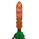 Maori Made Totara Taiaha with Green Feathers - ShopNZ