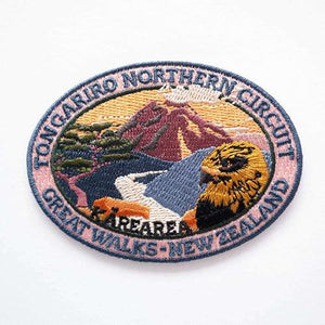 Tongariro Crossing Great Walk and Karearea Iron On Patch - ShopNZ