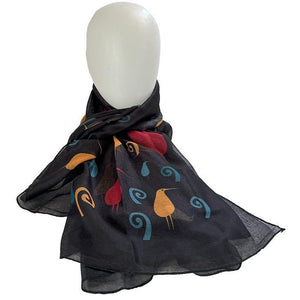 Elegant NZ Printed Kiwi Bird and Koru Scarf - ShopNZ