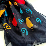 Elegant NZ Printed Kiwi Bird and Koru Scarf - ShopNZ