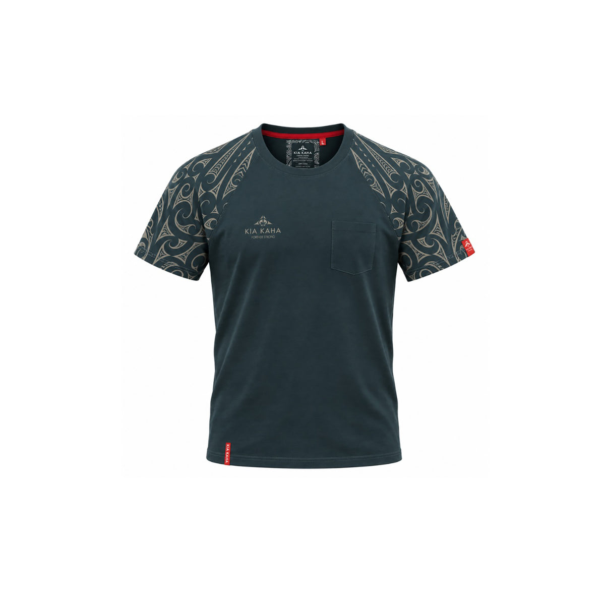 Dark Grey Kia Kaha Mens Māori Tattoo T-shirt