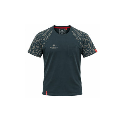 Dark Grey Kia Kaha Mens Māori Tattoo T-shirt