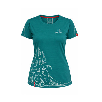 Jade Green Womens Souvenir NZ T-shirt with Māori Tattoo Print