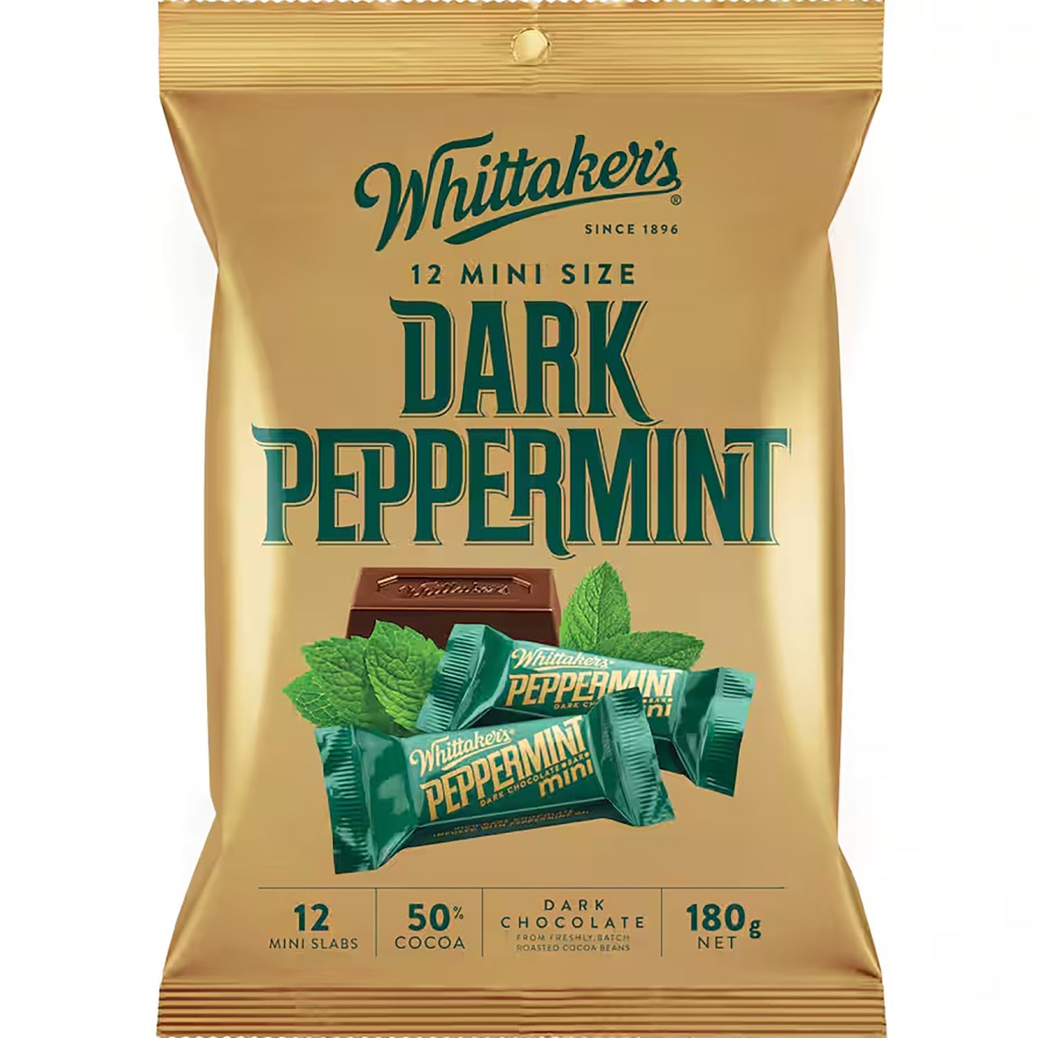 Yummy Pack of 12 Whittakers Dark Peppermint Mini Chocolate Slabs