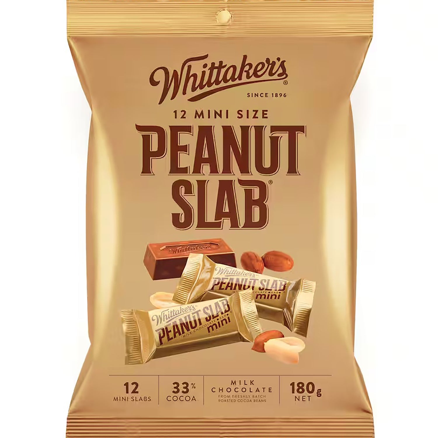 Shareable Pack of 12 Mini Whittakers Peanut Slab Chocolate