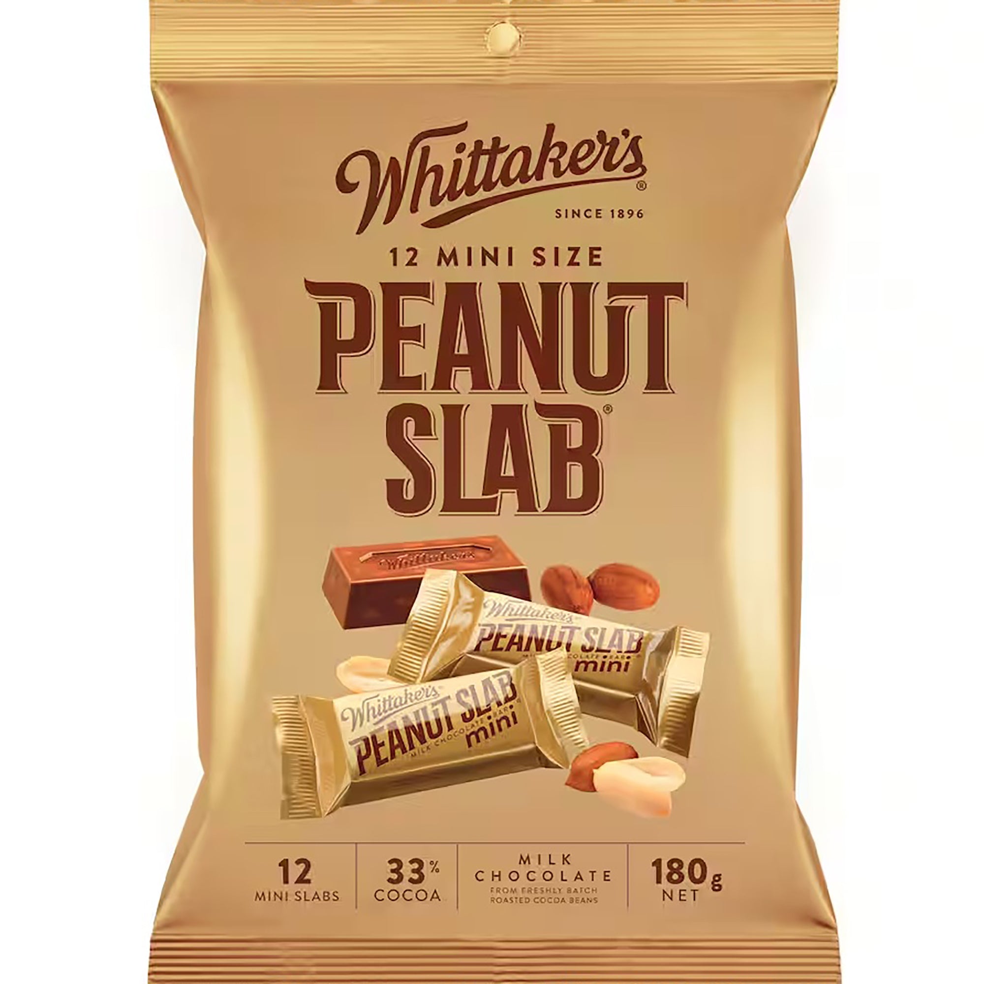 Shareable Pack of 12 Mini Whittakers Peanut Slab Chocolate