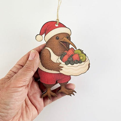 Absolutely Iconic Santa Kiwi with Pavlova Christmas Ornament - ShopNZ
