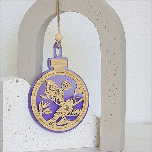 Acrylic and Bamboo Huia Bird Christmas Ornament - ShopNZ