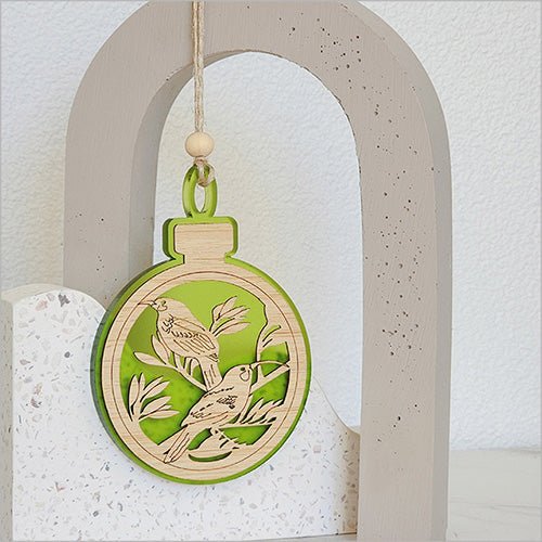 Acrylic and Bamboo Huia Bird Christmas Ornament - ShopNZ