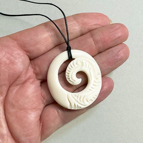 Affordable Maori Bone Koru New Beginnings Necklace - ShopNZ