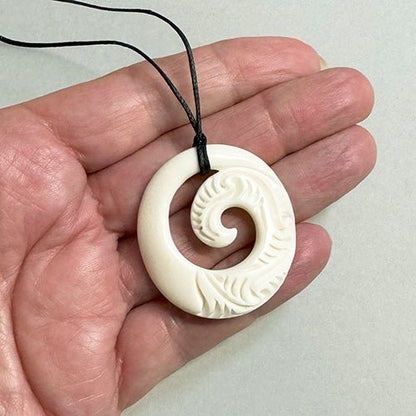 Affordable Maori Bone Koru New Beginnings Necklace - ShopNZ