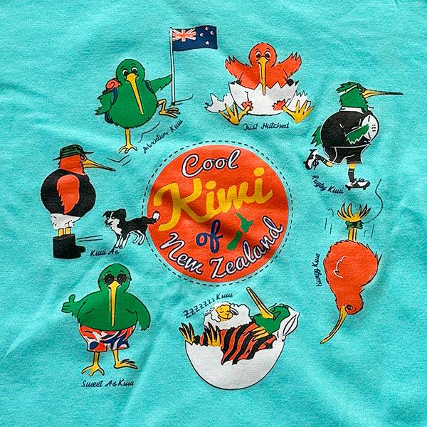 Aqua Cool Kiwi of New Zealand Kids T-shirt - ShopNZ