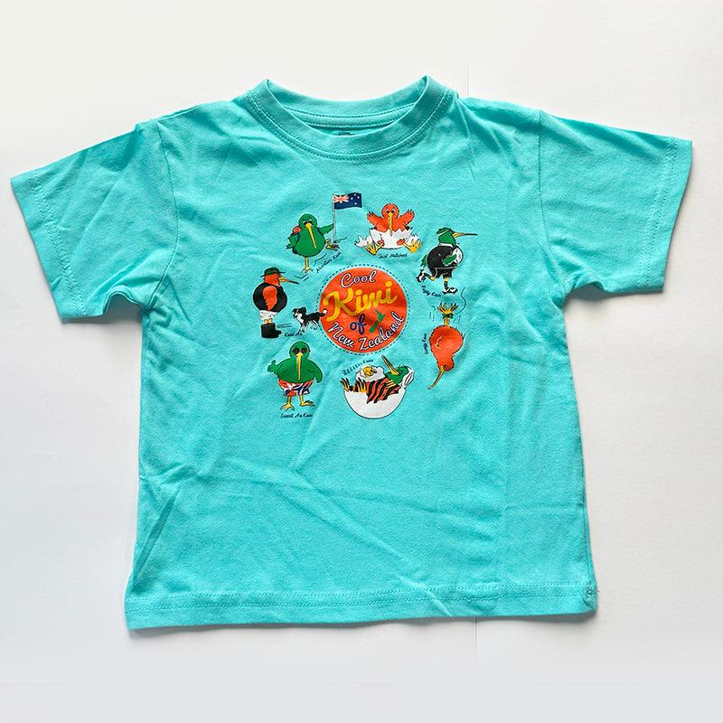 Aqua Cool Kiwi of New Zealand Kids T-shirt - ShopNZ