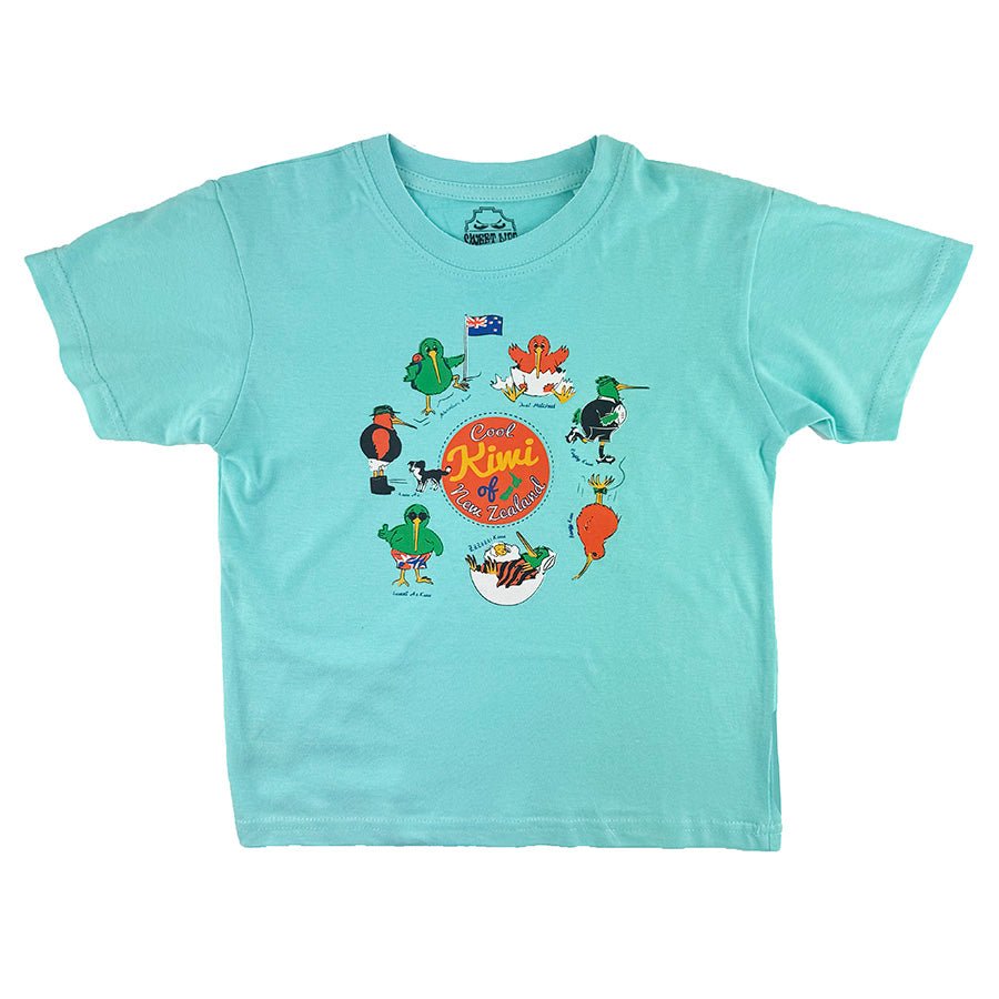 Aqua Cool Kiwi of New Zealand Kids T-shirt - ShopNZ