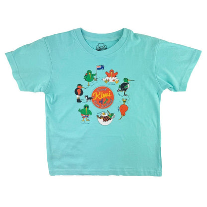 Aqua Cool Kiwi of New Zealand Kids T-shirt - ShopNZ