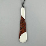 Beautiful 12cm Bone Drop Necklace with Contrast Maori Carving - ShopNZ