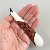 Beautiful 12cm Bone Drop Necklace with Contrast Maori Carving - ShopNZ