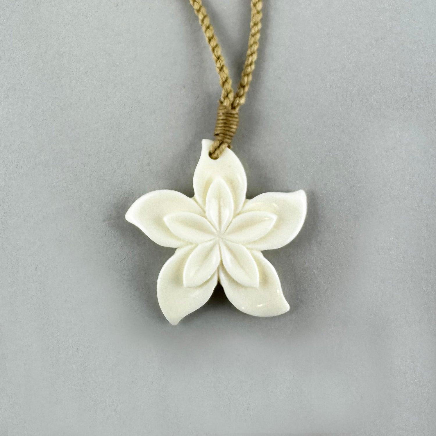 Beautiful Bone Flower Necklace with String Cord - ShopNZ
