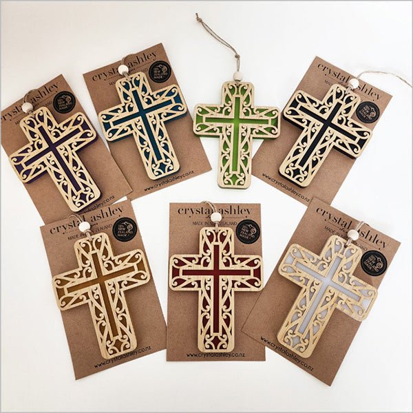 Beautiful Christian Cross with Koru Hanging Ornament - ShopNZ