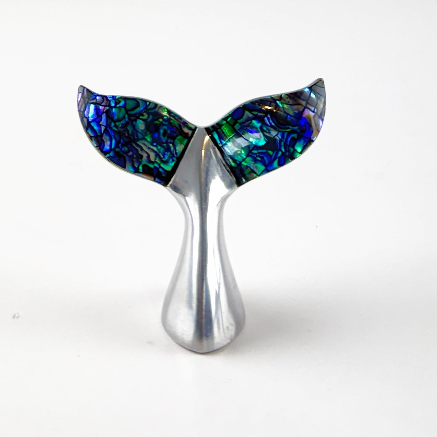 Beautiful Chrome and Paua Whale Tail Ornament - ShopNZ