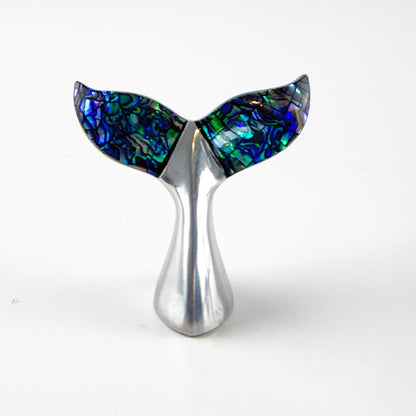 Beautiful Chrome and Paua Whale Tail Ornament - ShopNZ