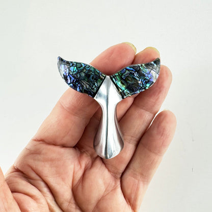 Beautiful Chrome and Paua Whale Tail Ornament - ShopNZ