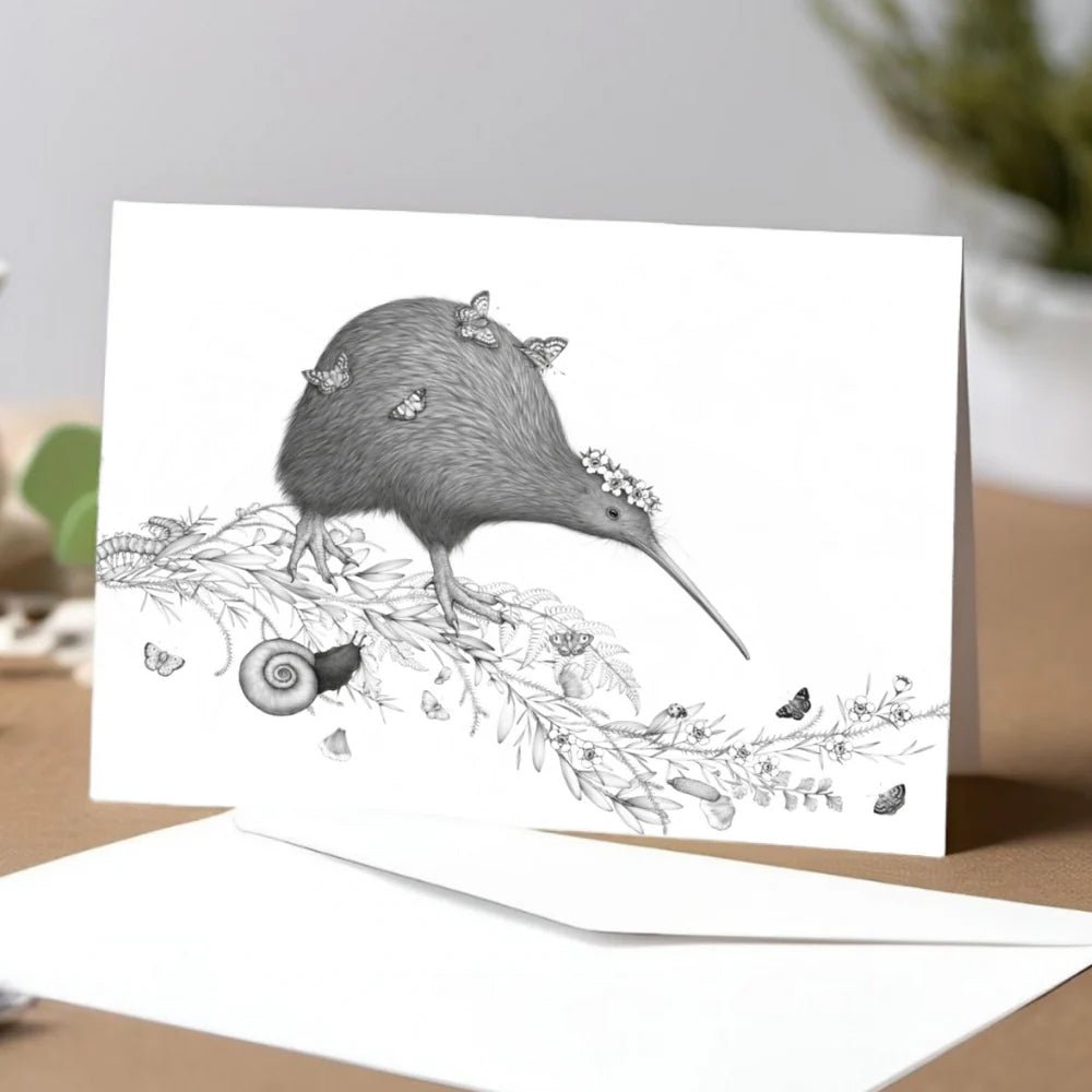 Beautiful Kiwi Bird Card - Designed by Katy Hayward Northland NZ - ShopNZ