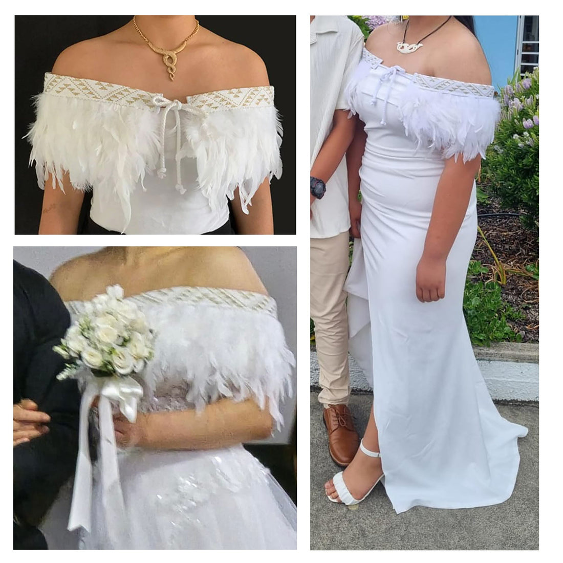 Beautiful Māori White Wedding Korowai Cape - ShopNZ