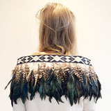 Beautiful Navy and Striped Short Maori Korowai - ShopNZ